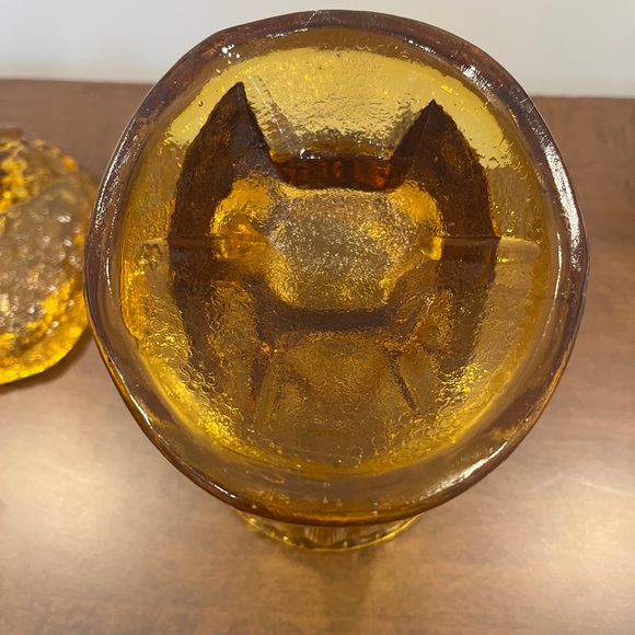 Vintage Amber Glass LE Smith Turkey Candy Dish - Picture 6 of 7